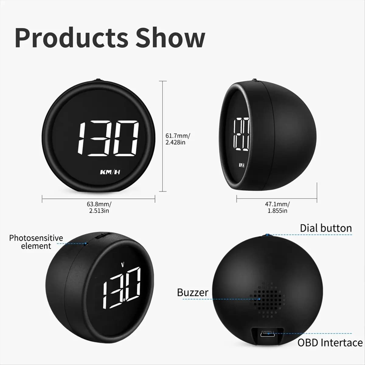 TCE HUD B1 OBD Projector Screen Head Up Display Overspeed Alarm RPM Voltmeter Water Temperature Gauge Digital LCD Panel