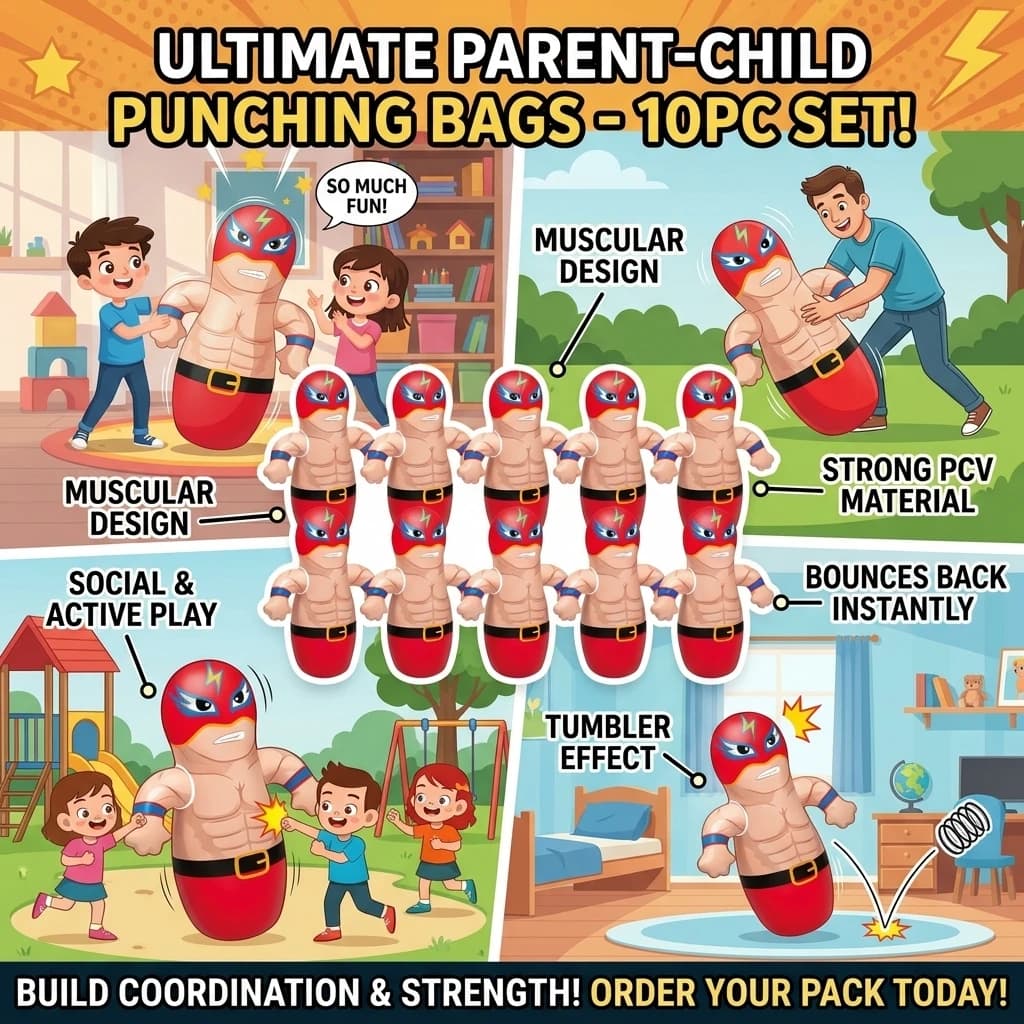 1-10PCS Parent Child Toys Tumbler Boxing Inflatable Punching Bag Boys Games Sport Toys Christmas Birthday Gift for Boys Girls