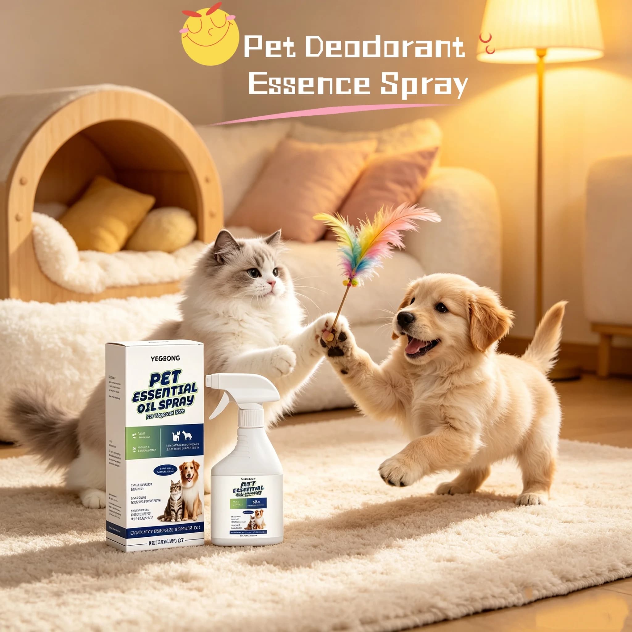 Natural Pet Deodorizing Spray For Dogs Cats Lasting Fresh Scent Hair Grooming Alcohol-Free Odor Control Portable Pet Clean Spray
