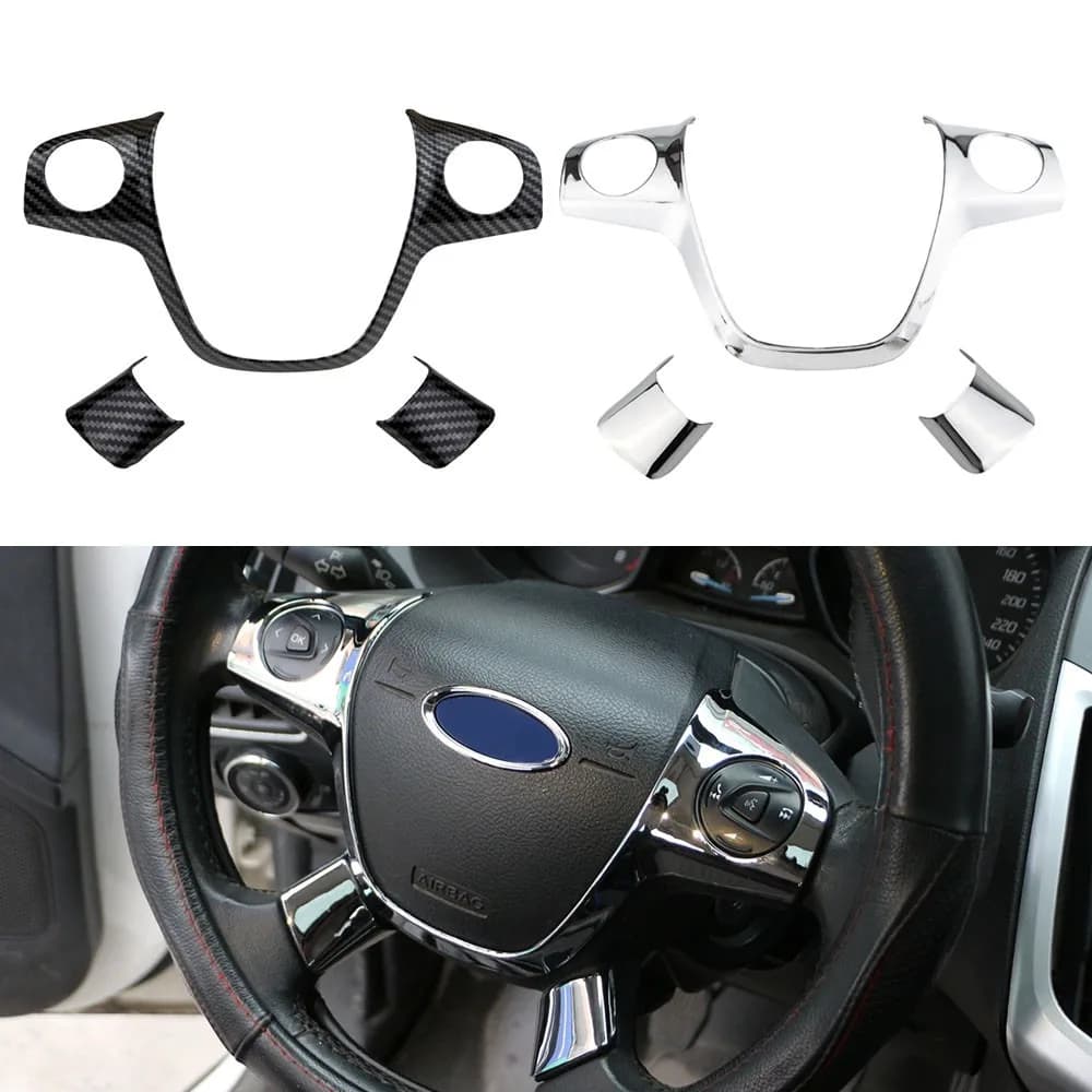 Coprivolante Paillettes Trim Adesivo ABS Cromato per Ford Per Focus 3 Kuga Escape CMAX Grand 2011-2017 Modelli