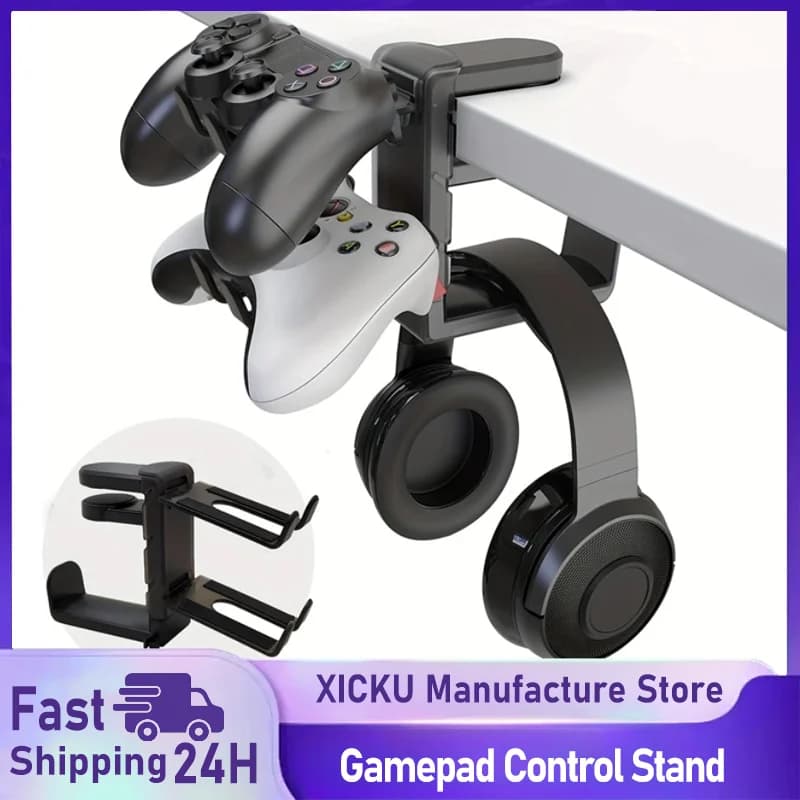 Gamepad Hook Holder Game Stand Organizer Clamp-on Desktop Headphone Stand for Sony PS5 PS4 X Box Nintendo Switch Controller
