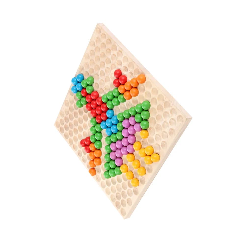 Set di 1 Gioco da Tavolo in Legno per Bambini, Giocattolo Educativo Creativo per l'Apprendimento Precoce, con Palline da Inserire, Interattivo