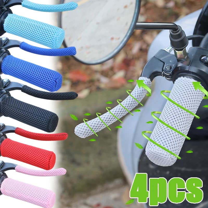 4 pieces of ice silk handlebar cover for summer motorcycle, solar protection, anti-slip breathable handlebar covers, decorative brake handlebar covers