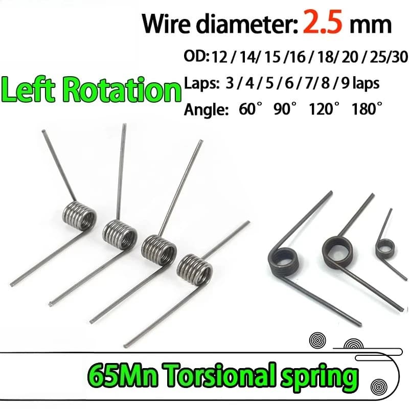 Small Steel Rotating Torsion Spring Wire Diameter 2.5mm Left Rotation V-shaped For Trash Can Lid Hair Clip
