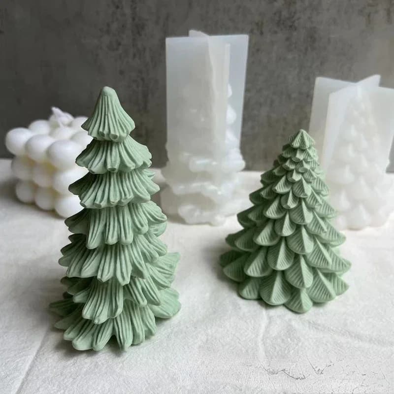 Christmas Tree Scented Candle Mold Christmas 3D Christmas Tree Plaster Drop Glue Mould Silicone Molds for Candles