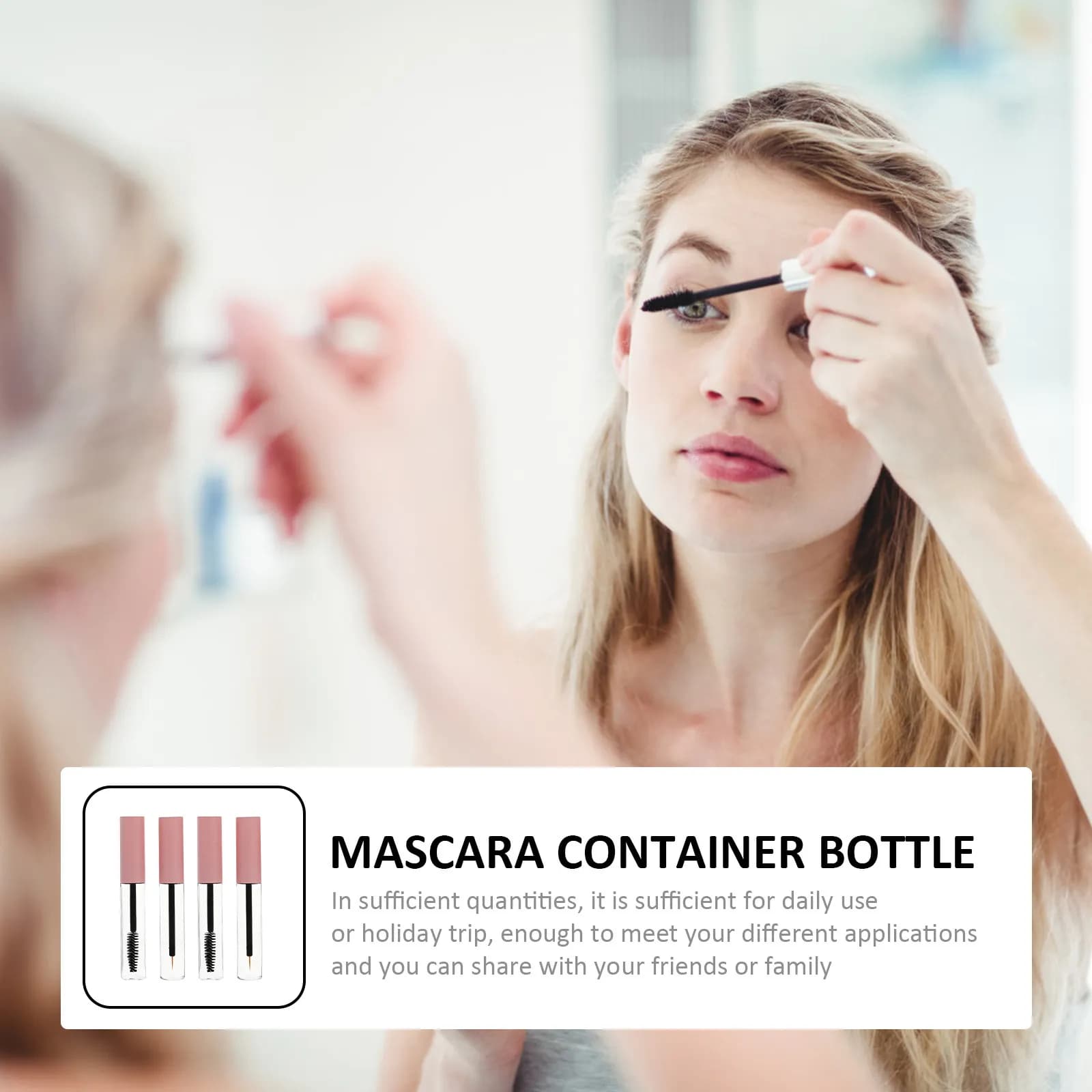 4 Empty Tubes for Mascara with Applicator, Transparent PET Containers for Eyeliner, Reusable, Light and Compact