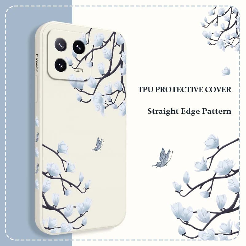 Blue Flower Intention Phone Case For Xiaomi 15 15T 14 14T 13 13T 12 12X 12T 12S Mi 11 11T 10 10T Pro Max Lite Silicone Cover