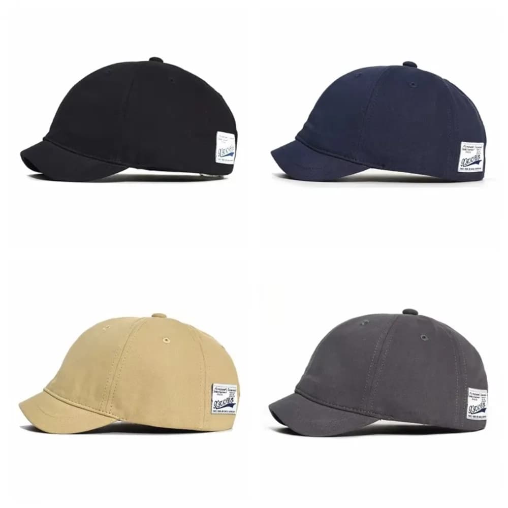 Vintage Short Brim Baseball Cap Adjustable Nylon Sunscreen Hat Fastener Tape Cotton Dad Hat Men Women