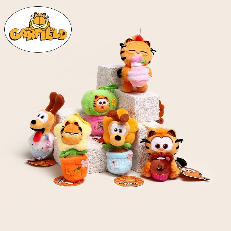 Originale Garfield Famiglia Peluche Portachiavi Giocattoli kawaii Gatto Odie Cane Cartoon Anime Peluche Bambole Pendenti per bambini Regali di compleanno