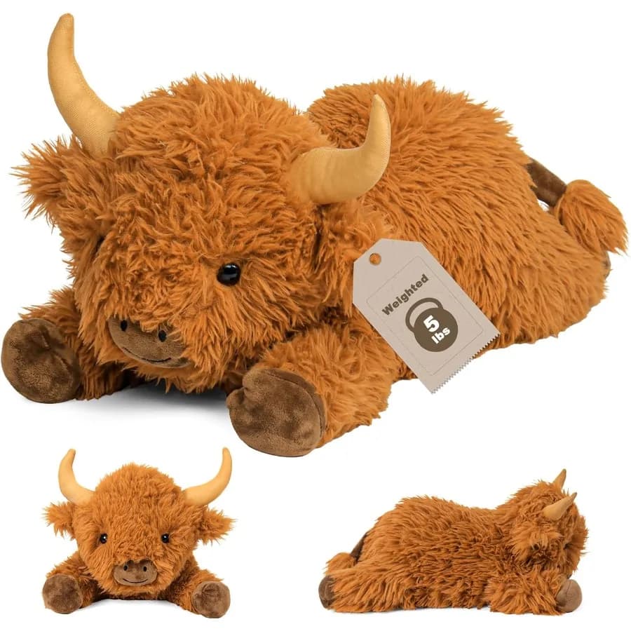 22 inch giant plush with 5 pounds highland cow for adults Lovely decoration for brown livestock plush cushion with ca