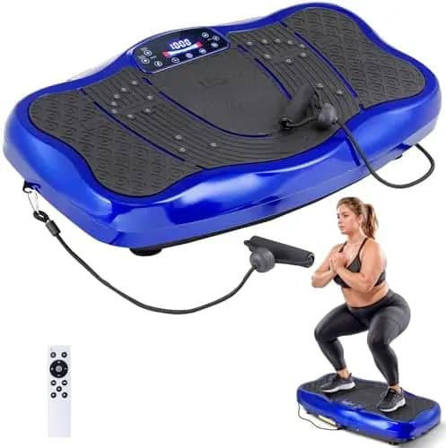 Vibration Plate Exercise hine, Whole Body Travel Workout Equipment for Weight Loss Lymphatic Drainage w/Loop Bands +