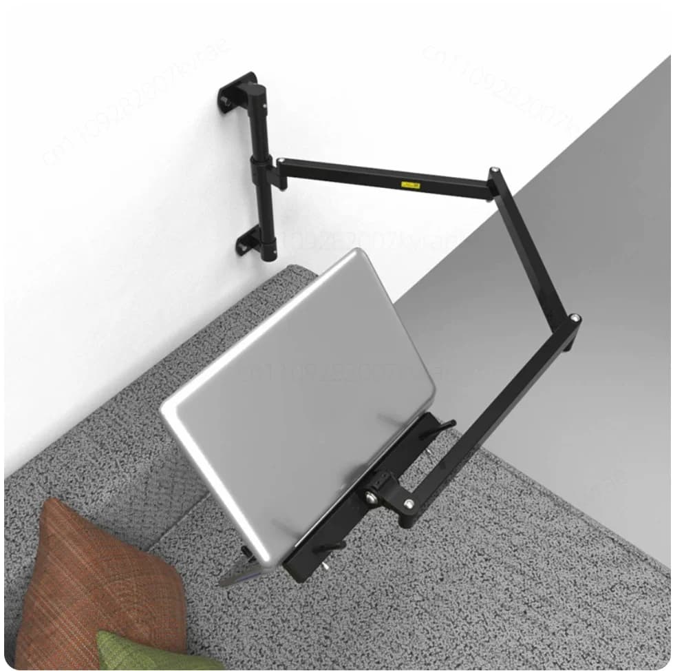 Wall Mount Laptop Bracket, Foldable Height Adjustable Notebook Stand 3 Section Arm For Bed Lying Office Entertainment