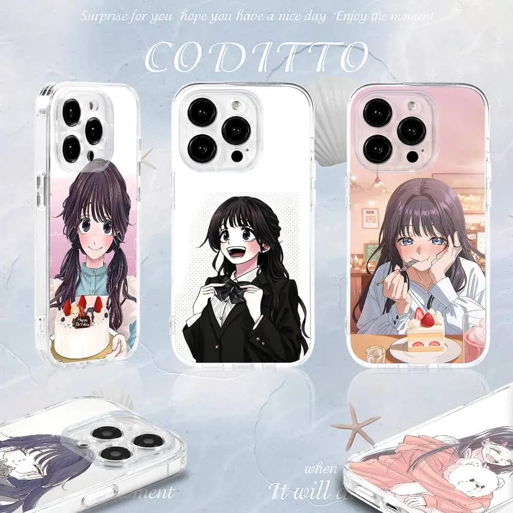 Custodia per telefono Kaoruko Waguri per iPhone 16,15,14,13,12,11 Pro,Max,Plus,X,XS,XR,SE4,E Mini Cover morbida trasparente
