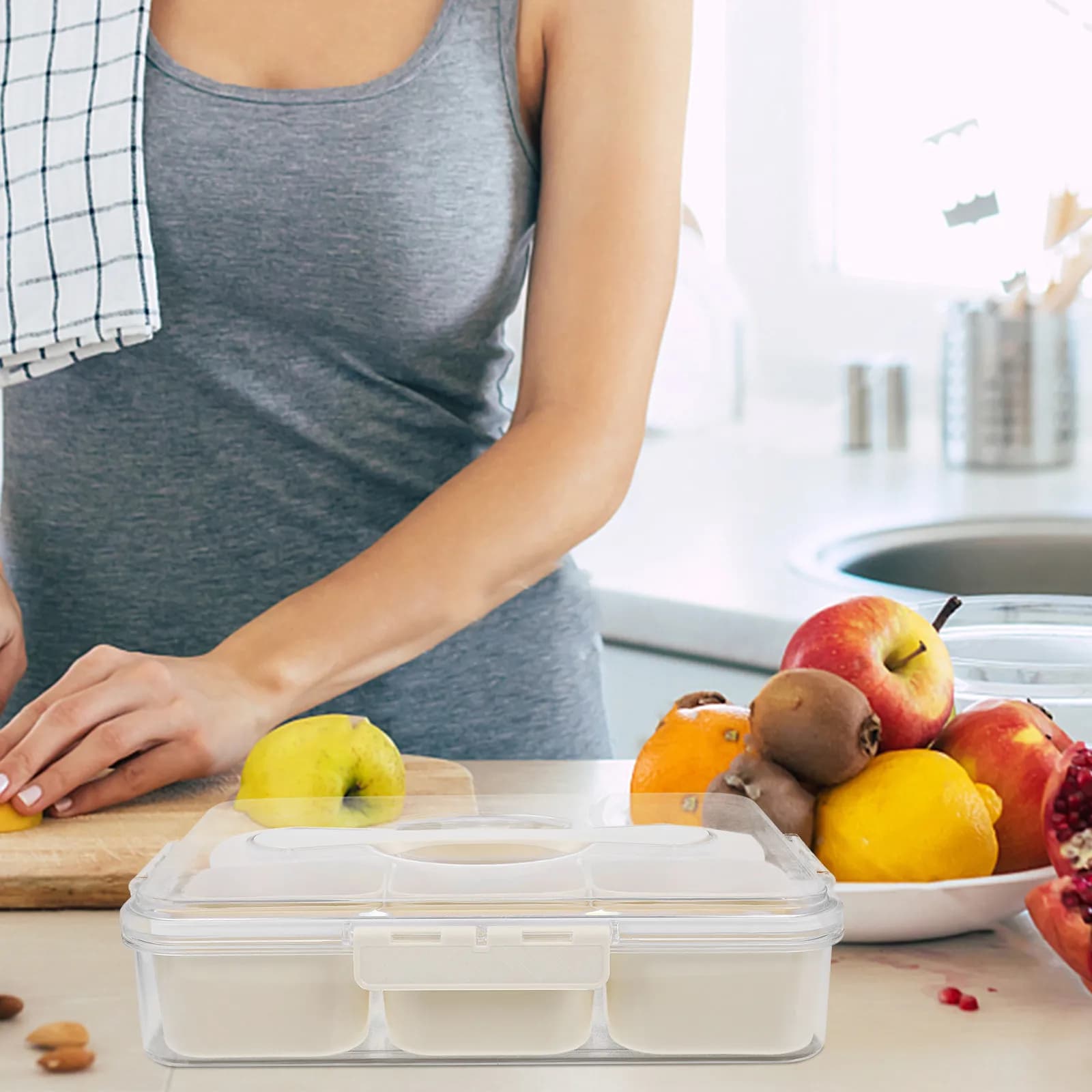 Contenitore per Frutta Secca a 9 Scomparti, Vassoio per Snack, Contenitore per Alimenti per Noci, Caramelle, Biscotti, Frutta, Uso Domestico