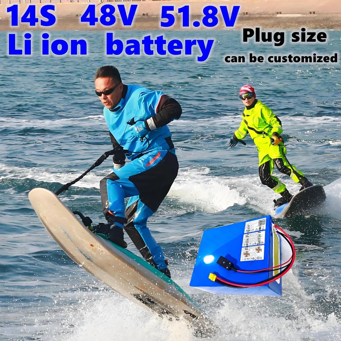 Batteria agli ioni di litio 48V 51.8V 50ah 60ah 14S per Efoil, tavola da surf elettrica, tavola da surf, SeaScooter, hydrofoil, jet board