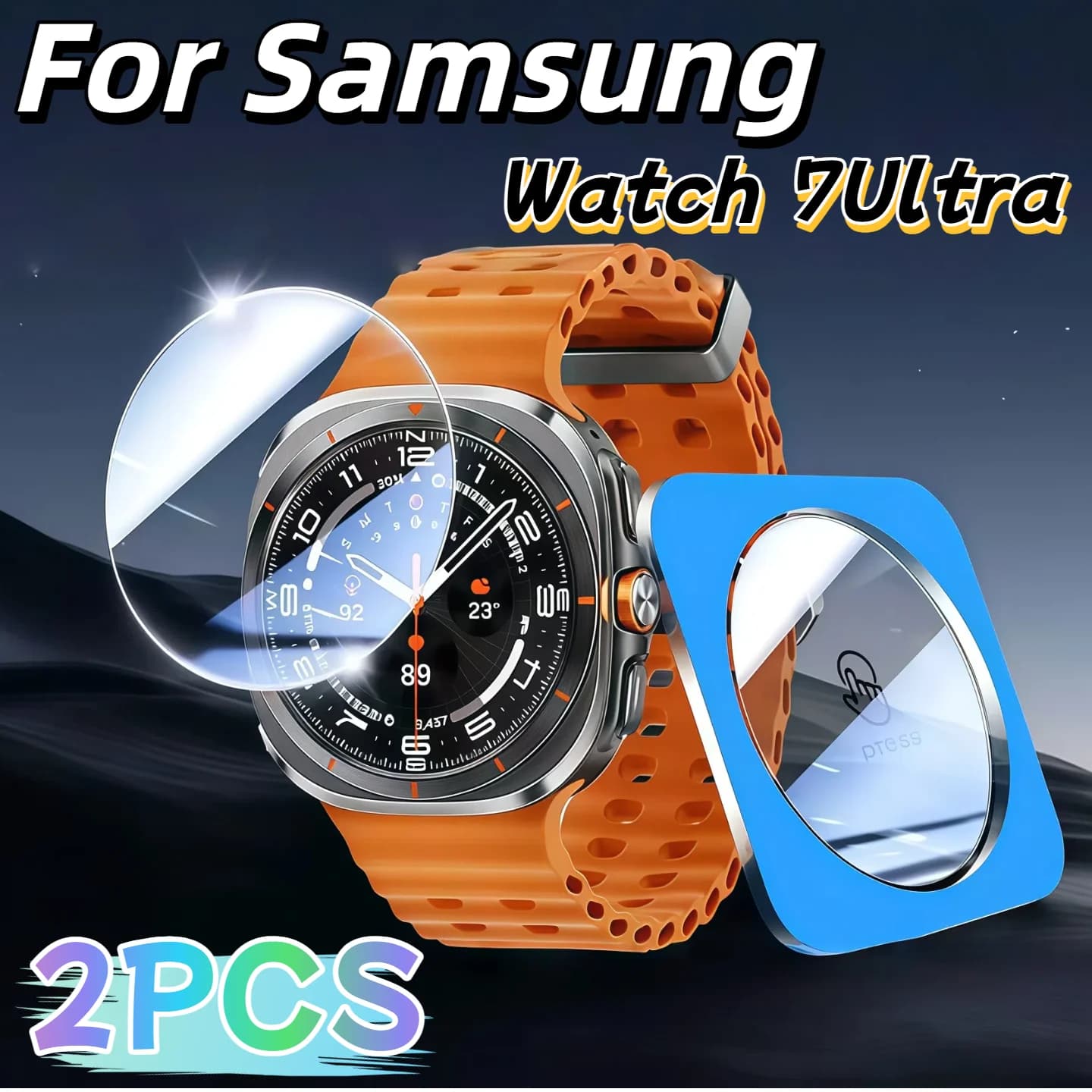 Proteggi schermo in vetro temperato trasparente HD da 2 pezzi per Galaxy Watch7 Ultra 40 44 mm antigraffio classico