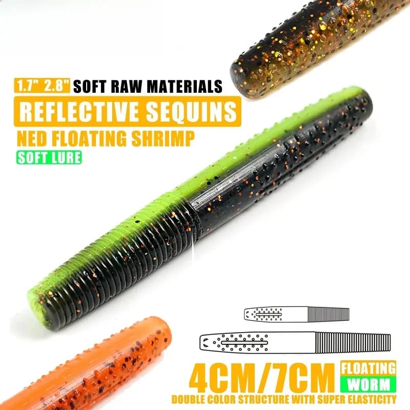 SAMOLLA Vermi galleggianti Bass Fishing Lure Esca artificiale in plastica morbida Ned Wacky Rig Tpe Galleggiante senza peso Leurre Souple Wobble