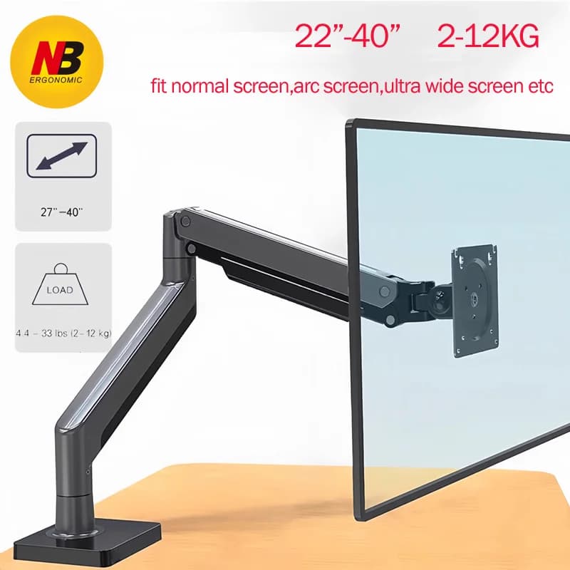 NB G40 G42 G45 Gas Spring Arm 22-40' Screen Desktop Monitor Holder 360 Rotate 3-15kg 3-12KG Arc Screen Ultra Wide Flat Screen