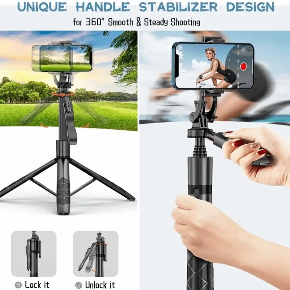 Bastone selfie telescopico da 1,53 m Bastone selfie Bluetooth regolabile portatile portatile Asta di prolunga leggera Treppiede per selfie stick