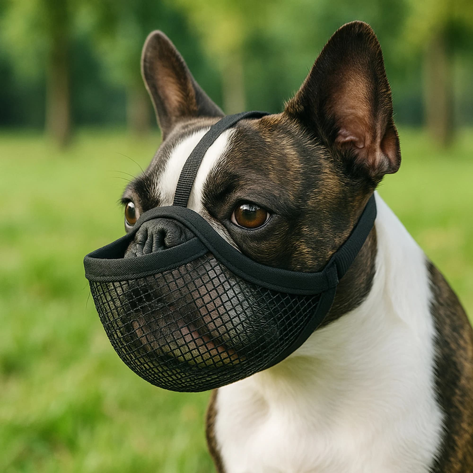 Museruola per cani Cane a naso corto Esci Cane che cammina Anti morso Prevenire l'ingestione accidentale Maschera facciale Mesh Traspirante Regolabile