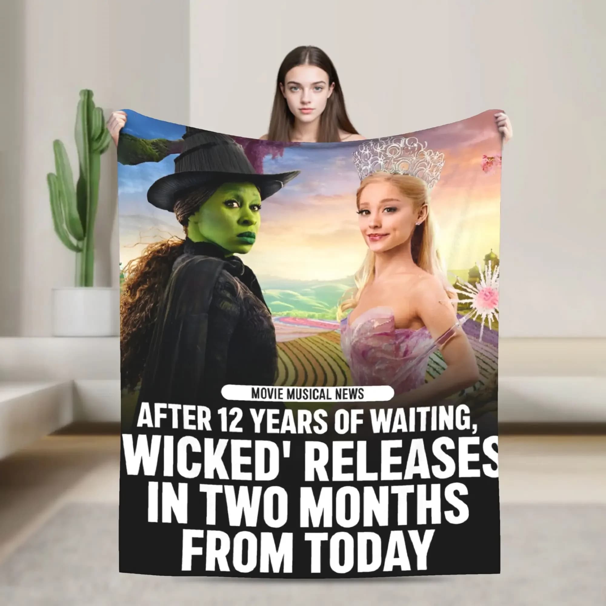Wicked Elphaba & Glinda Tonal Blanket Quality Warm Soft Throw Blanket Winter Picnic Living Room Novelty Bedspread