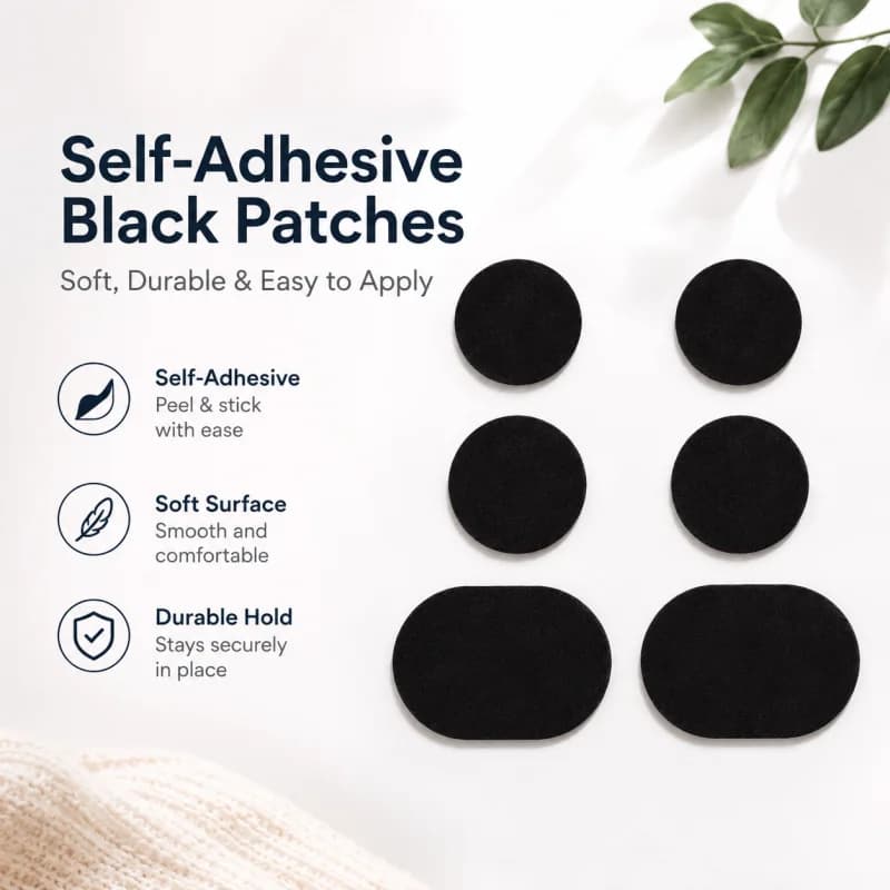 6Pcs Durable Black Shoe Heel Repair Stickers, Peel & Stick Anti‑Abrasion Patches, Restore Worn Inner Lining for Sneakers & Leath