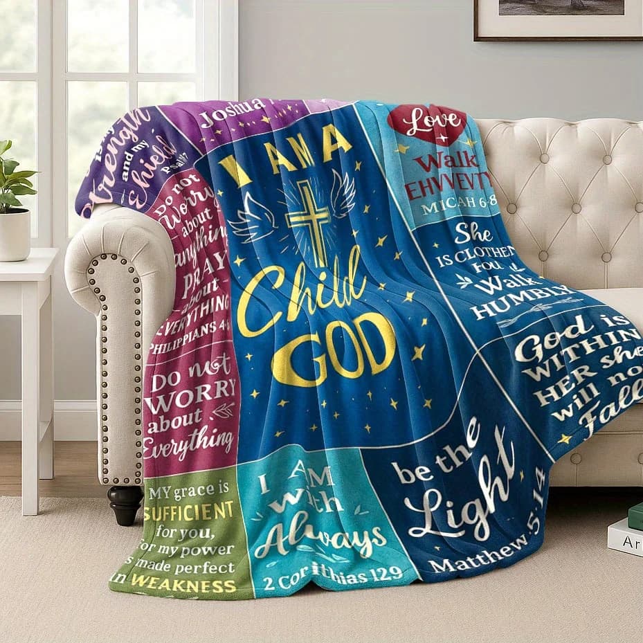 Coperta in flanella con stampa 2D 'I Am A Blessing of God', morbida e calda, per divano, letto, viaggi, campeggio, soggiorno, ufficio, idea regalo
