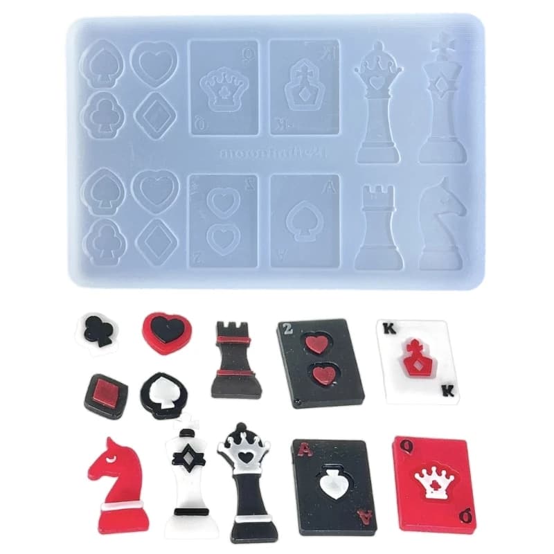 Stampo in silicone fai-da-te Set stampi per creazione scacchi carte a tema per decorazione fai da te Artigianato per
