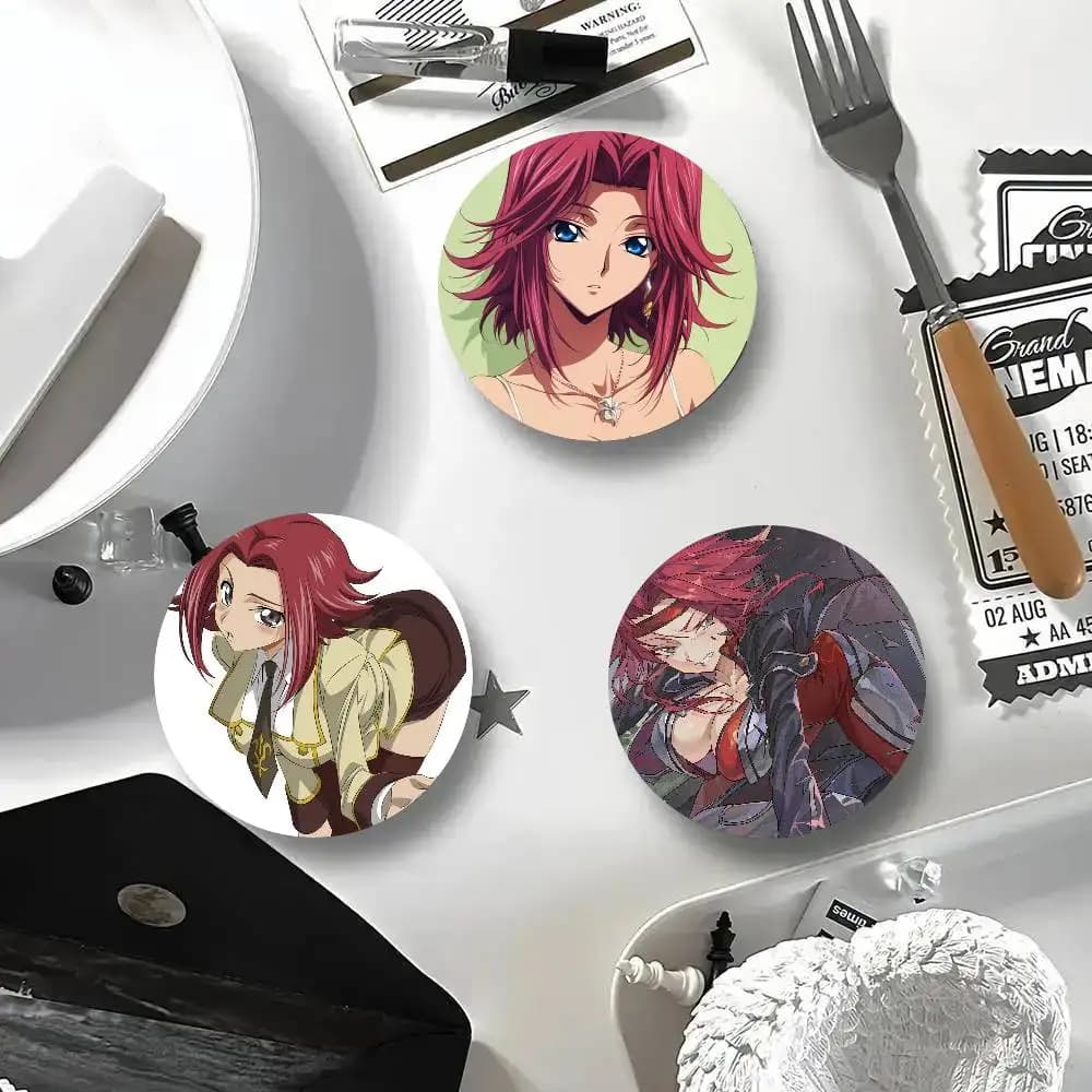 Spille smaltate rotonde con personaggio animato Kallen in stile cartone animato Code Geass per decorazione zaino e accessori