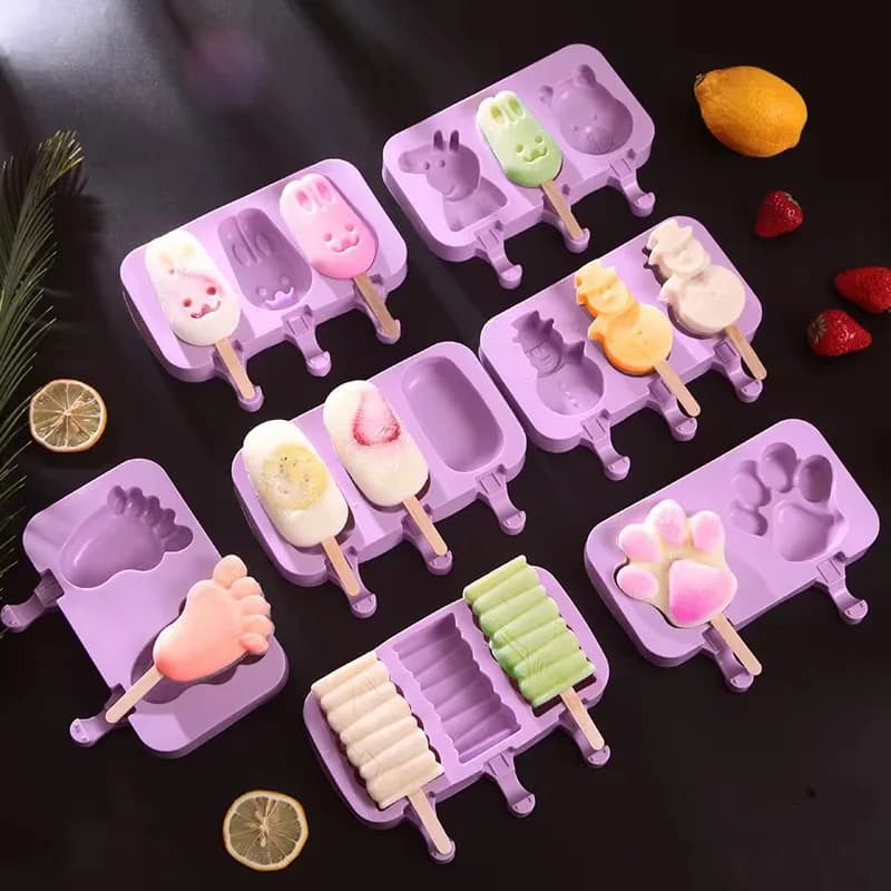 Stampo in Silicone per Gelato e Ghiaccioli con Coperchio, Stampi Siamesi per Ghiaccioli Fai-da-Te, Stampo per Gelati Artigianali con Immagini Carine, Utensili da Cucina Fatti a Mano