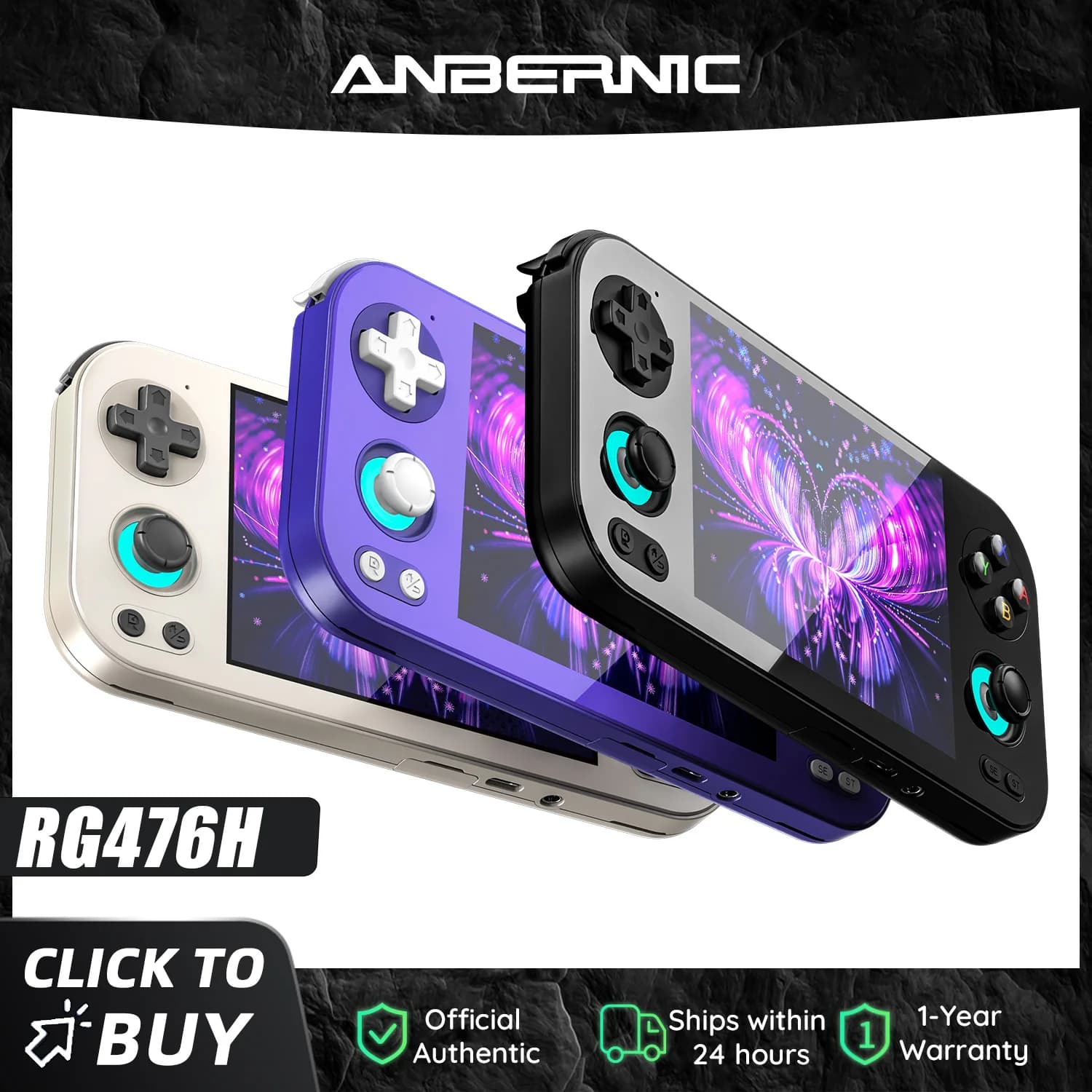 Console di Gioco Portatile ANBERNIC RG 476H con Schermo LTPS In-Cell da 4,7 Pollici, Joystick 3D Hall, Sistema Android 13, Supporto Assistente AI e FOTA