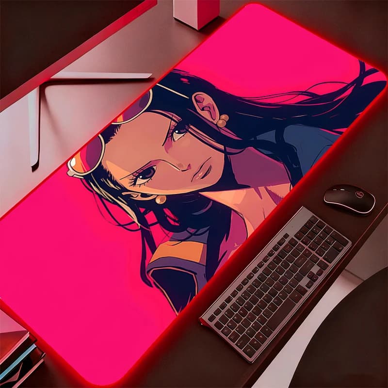 Tappetino per Mouse LED One Piece con Retroilluminazione, Accessori per Gaming, Tappetino RGB per Tastiera con Bordo in Gomma, Tappetino da Scrivania alla Moda per Laptop