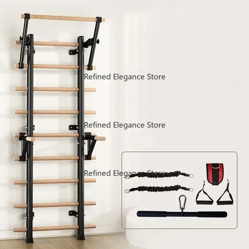 Wholesale Manufacturer Fitness Pull Up Bar Wall Mounted Wooden Swedish Ladder