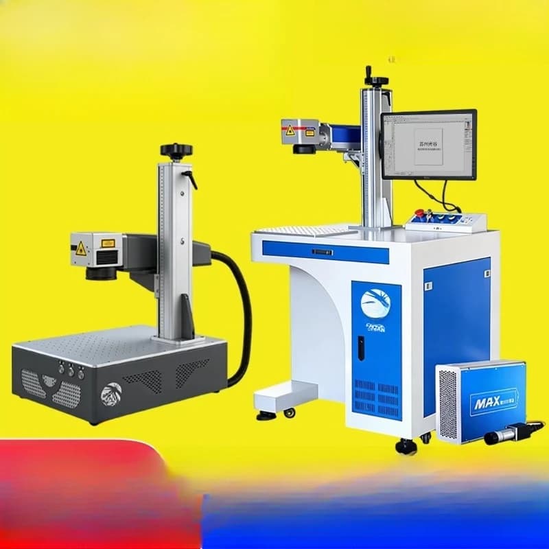 Macchina per marcatura laser da tavolo per incisione su metallo, targhette, plastica, portatile, con codifica laser a CO2 e UV