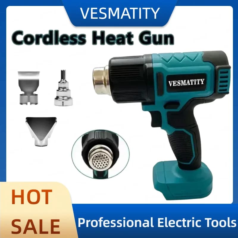 Hot Air Baking Gun Tool Cordless Heat Gun Air Dryer For Soldering Max 550°C Shrink Film Wireless Rechargeable For Makita Battery