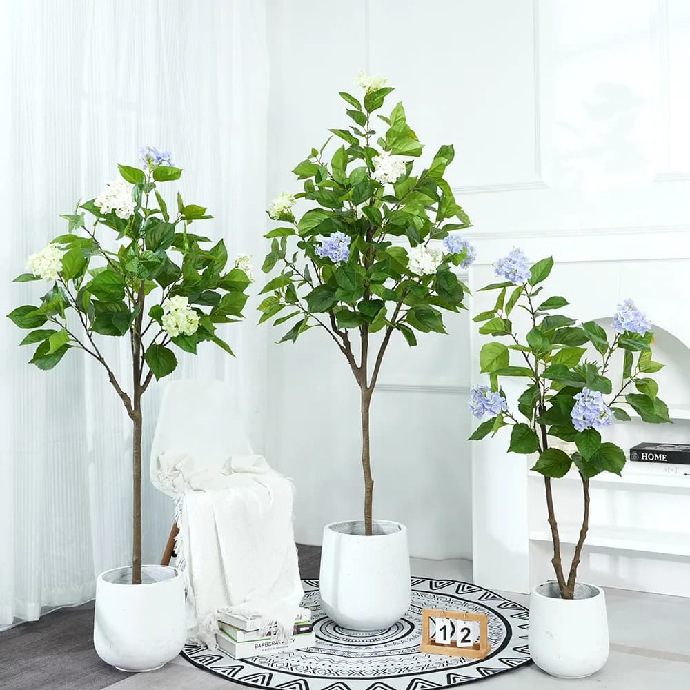 Faux Hydrangea Floor Tree Artificial Plant for Living Room Home Decor Window Display Boutique Fake Green Plant