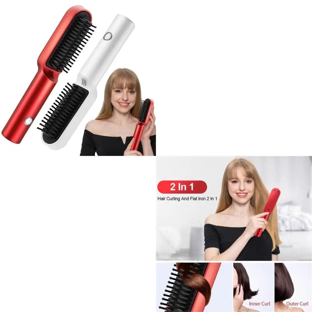D0AB Portable Hair Plate Electric Anti Wrap Comb Electric Hot Comb Straight Hair Comb Suitable and