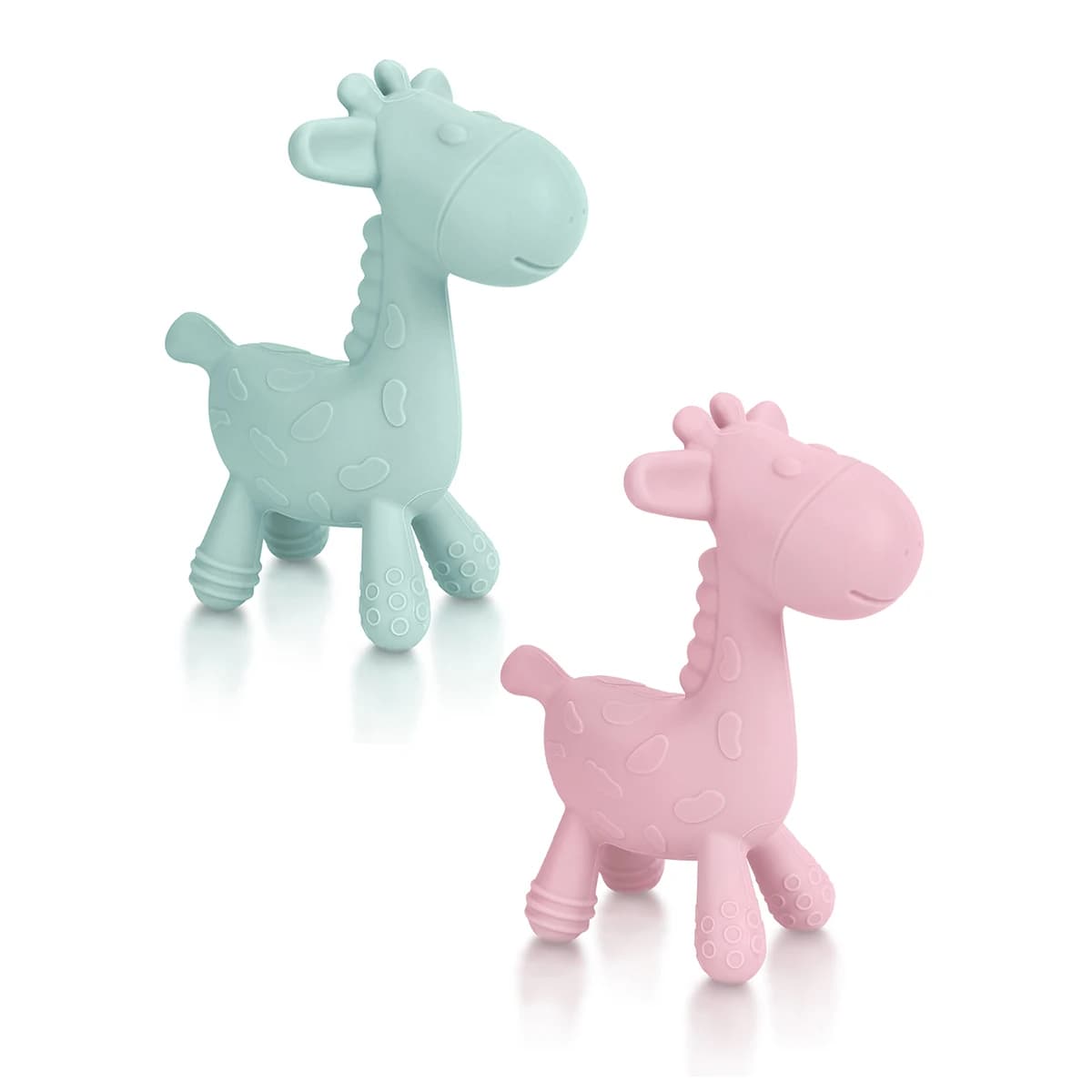 2 pezzi massaggiagengive in silicone giocattoli per la dentizione del bambino grado alimentare carino forma di cervo massaggiagengive assistenza sanitaria giocattolo molare regalo per la doccia infantile