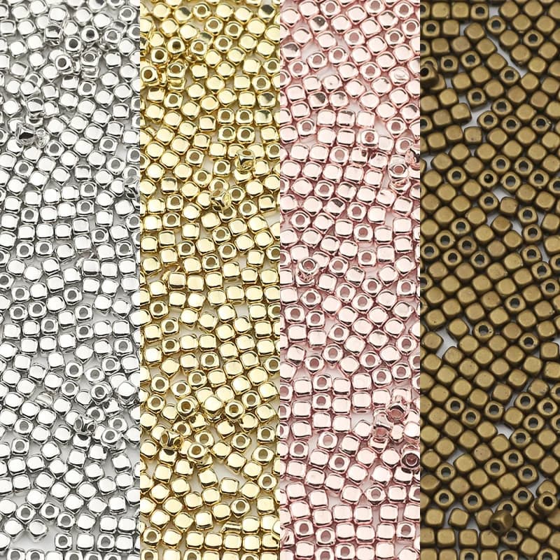400 pz 3mm Distanziatore Quadrato CCB Oro Argento Placcato Perline Sparse Per Creazione di Gioielli Accessori FAI DA TE Collana di Fascini Bracciali
