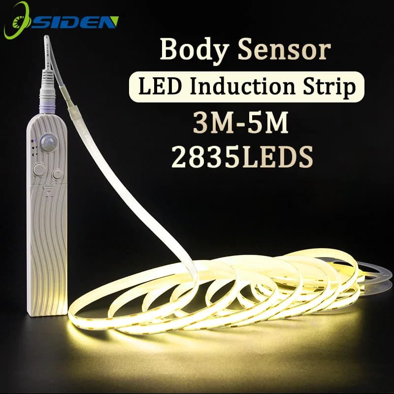 Bright Strip with LED Motion Sensor Waterproof Night Light for Kitchen Wardrobe 1-5M Ribbon Light for Lighting Staircase Interior Bedroom