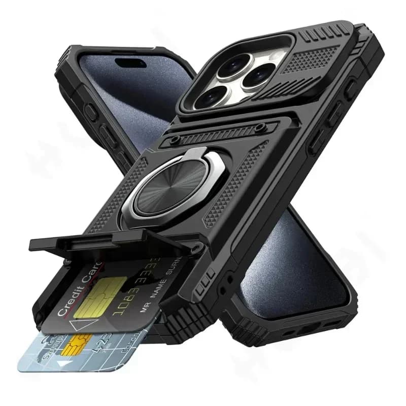 Case for iPhone 11 13 14 15 16 Pro Max 14 15 16 Plus 11 Magnetic Wheeled Ring Wallet Case with durable anti-duty protection