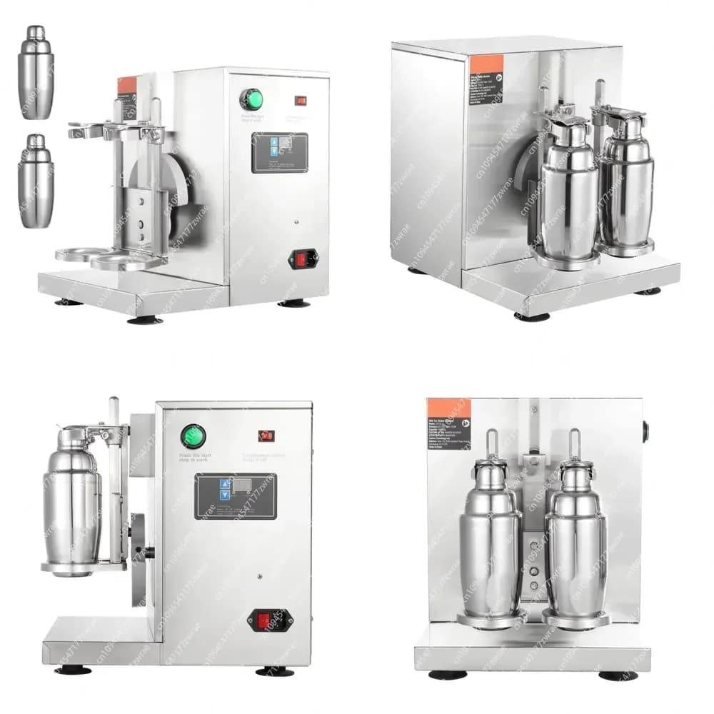 120W Commercial Blender Machine Double Head Milk Shake Mixer Milk Tea Shaker 0-180s Adjustable Speed