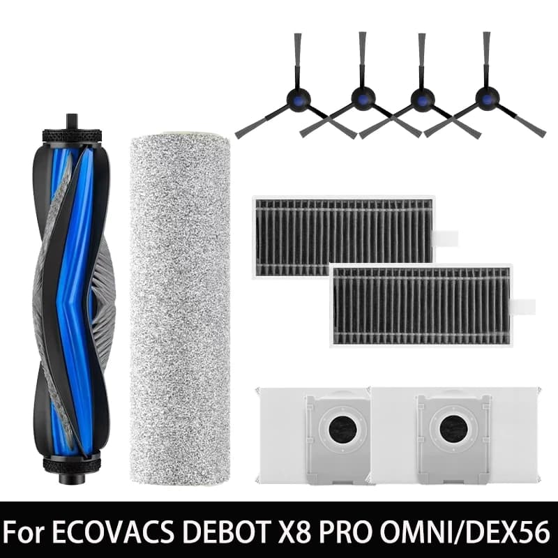 ECOVACS Kit di Ricambi e Accessori per Robot Aspirapolvere X8 Pro Omni: Spazzola Principale/Laterale, Filtro, Rullo Lavapavimenti, Sacchetto Raccoglipolvere