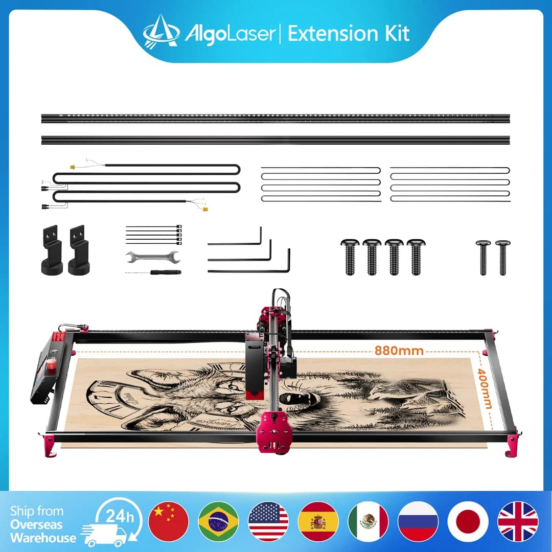 AlgoLaser Extension Kit Y Aluminum Frame for KIT FAI FROM TE MK2 Alpha MK2 Laser Engraver DIY Expand the working area up to 850*400mm