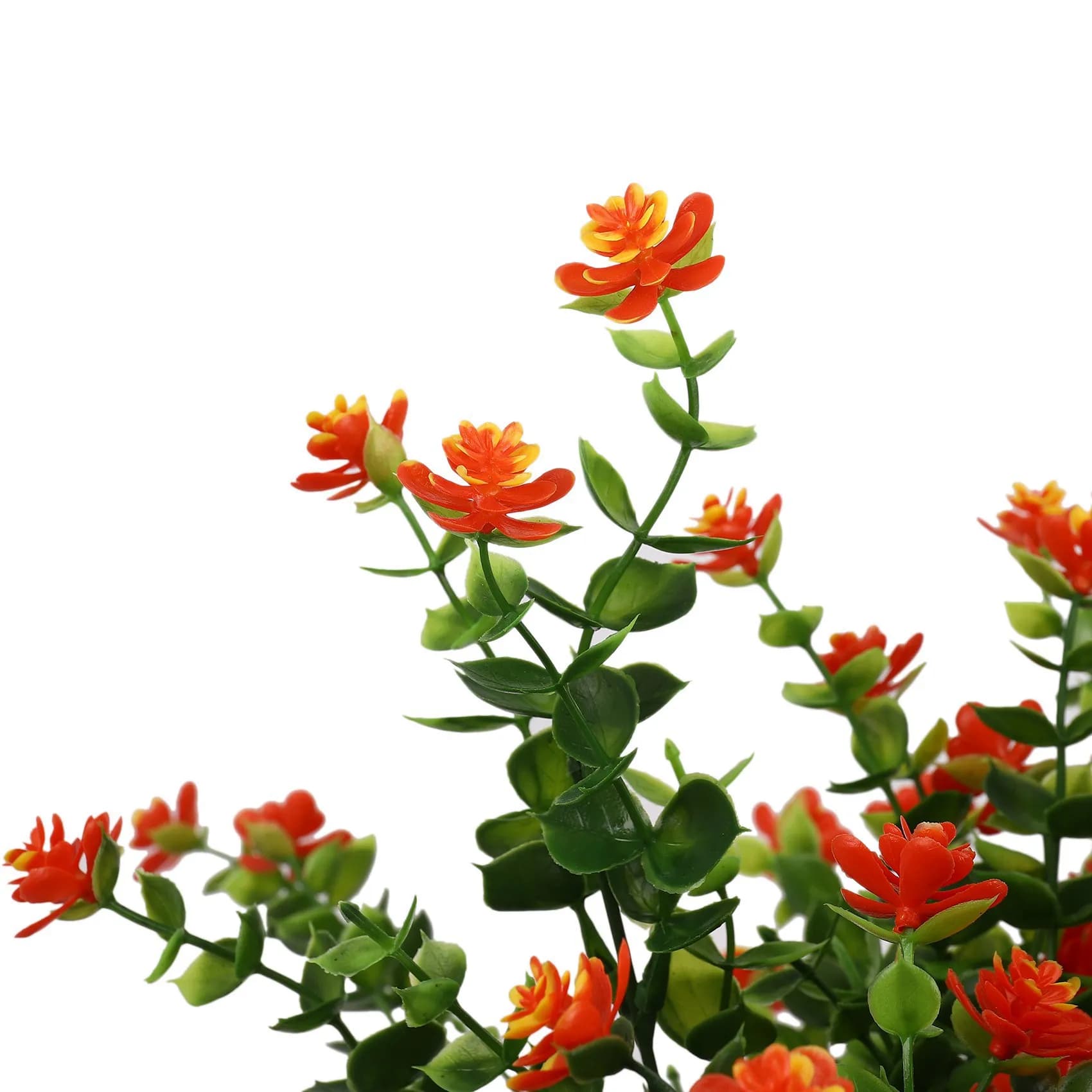 A23P 24Pcs Artificial Flowers Outdoor Uv Resistant Plants, 8 Branches Faux Plastic Greenery Shrubs Plants Indoor Outside