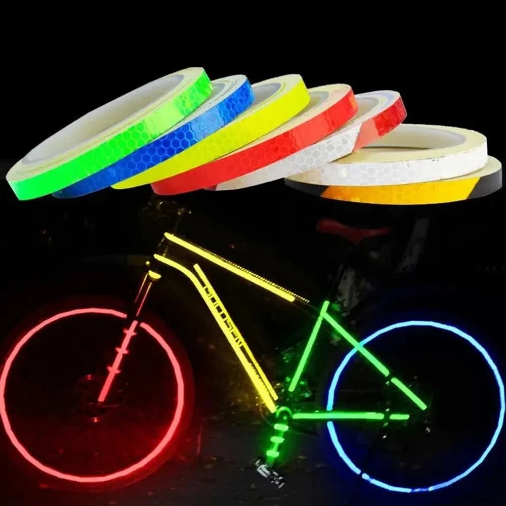 1 cm x 8 m bicycle stickers reflective tape safety warning strips fluorescent MTB cycling tapes for bike helmet scooter motorcycle