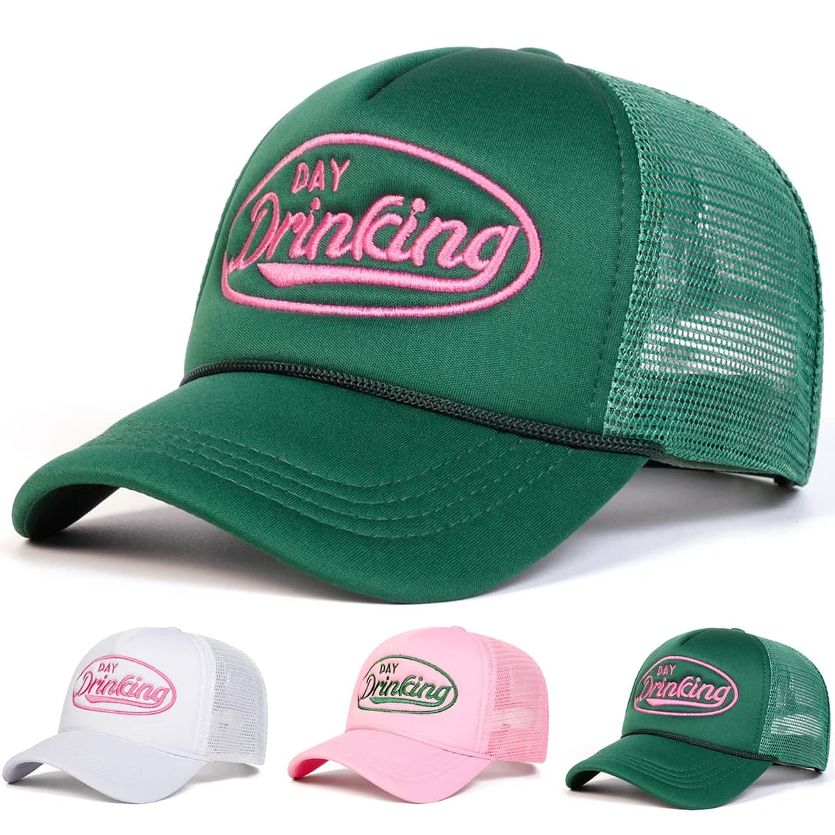 Unisex baseball caps with DAY DRINKING embroidery, adjustable, for outdoors, spring and summer, casual, with sun protection