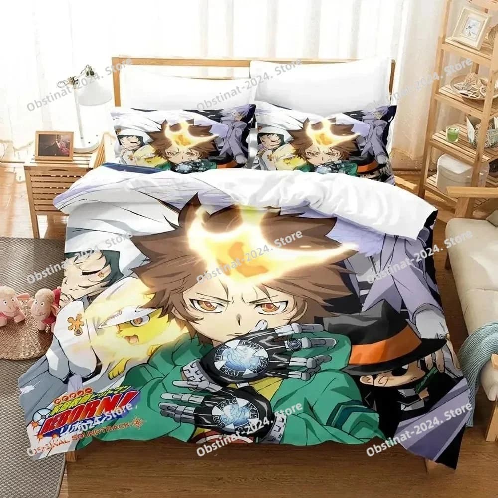 Nuovo set di biancheria da letto HITMAN REBORN, set letto singolo, matrimoniale, queen size, king size, set copripiumino per adulti e bambini, set copripiumino anime, parure de lit.