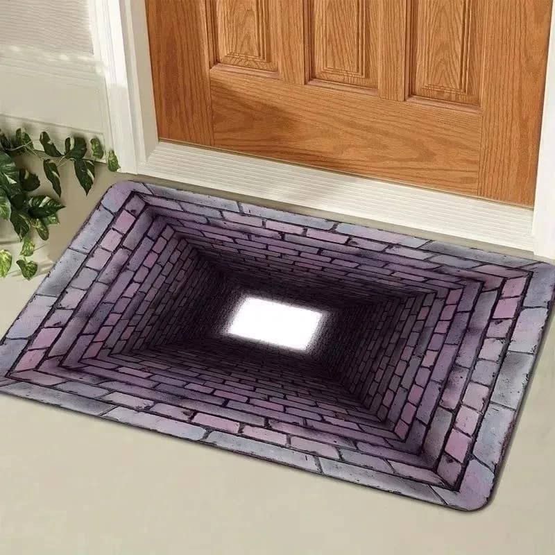 3D Door Mat Optical Illusion Endless Abyss Machine Washable Bathroom Bedroom Camping Yoga Floor Mat