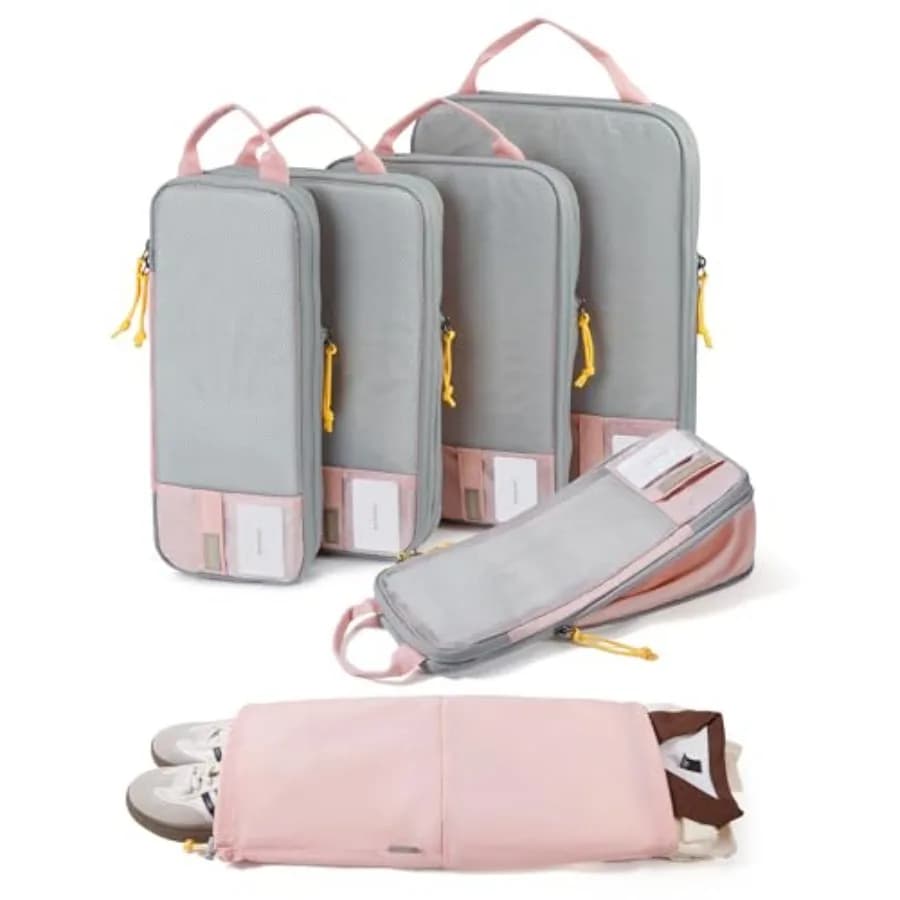 Set da 6/4/2 Cubi di Compressione per Viaggio, Borse Organizer Leggere per Bagagli, Borse Salvaspazio Durevoli, Accessori da Viaggio
